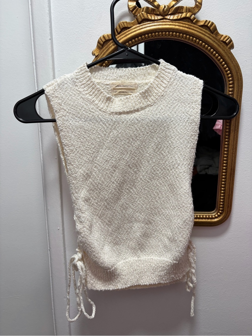 Urban Outfitters Cream Knit Side-Tie Sweater tank